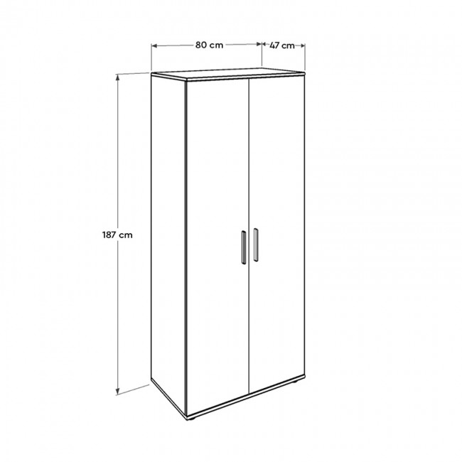 Ντουλάπα ρούχων Trendline Megapap δίφυλλη χρώμα sonoma 80x47x187εκ.