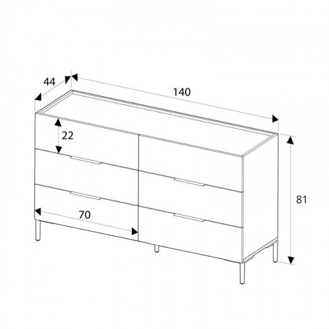 Συρταριέρα Oryana Megapap χρώμα καρυδί 140x44x81εκ.