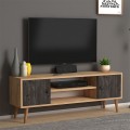 Έπιπλο τηλεόρασης Parma Megapap από μελαμίνη χρώμα industrial grey - oak 120x30x40εκ.