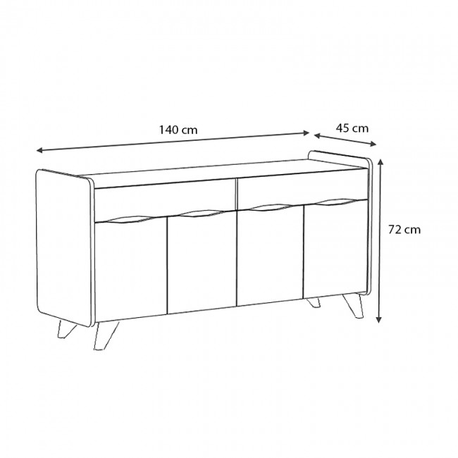 Μπουφές μελαμίνης Sila Megapap χρώμα λευκό - sonoma 140x45x72εκ.