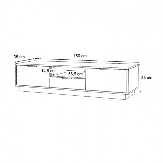 Έπιπλο τηλεόρασης Mensa Megapap χρώμα λευκό 180x35x43cm.