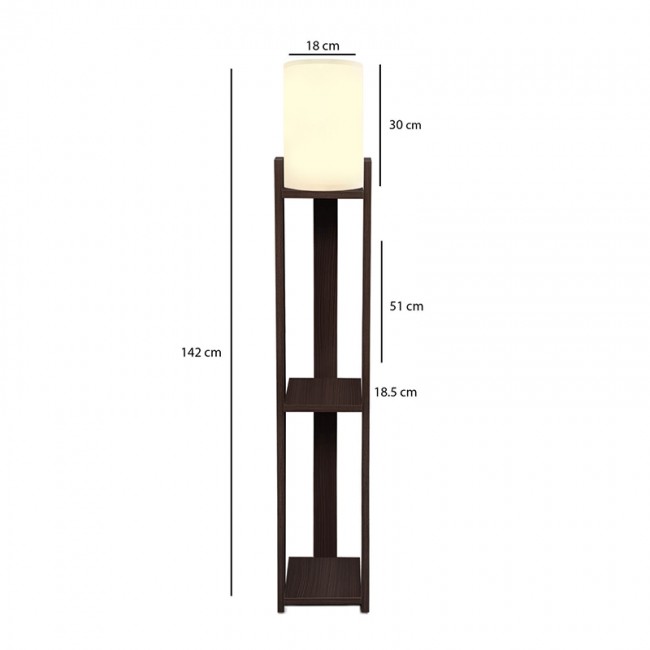 Φωτιστικό δαπέδου Verma I Megapap E27 Mdf/ύφασμα Pvc χρώμα wenge - κρεμ 18,5x18,5x142εκ.