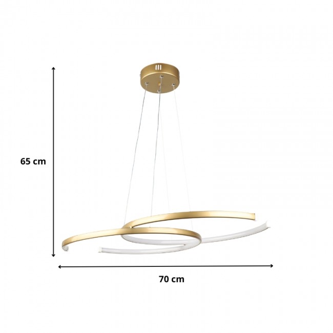 Φωτιστικό οροφής Led Cres Megapap μεταλλικό χρώμα χρυσό 70x48x65εκ.