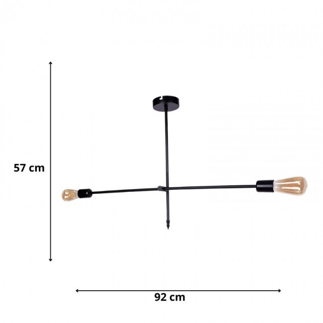 Φωτιστικό οροφής Nimo Megapap E27 μεταλλικό δίφωτο χρώμα μαύρο 92x12x57εκ.