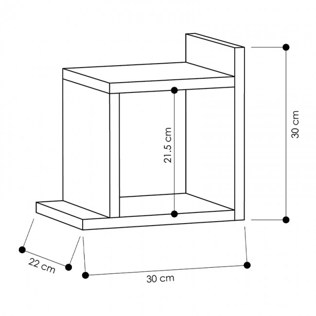 Ραφιέρα τοίχου Box Megapap μελαμίνης χρώμα λευκό 30x22x30εκ.