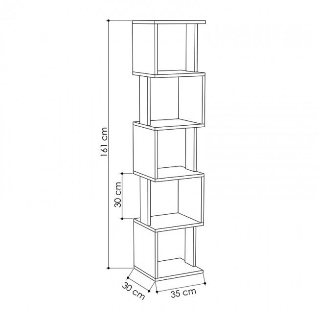 Βιβλιοθήκη Piri Megapap από μελαμίνη χρώμα λευκό 35x30x161εκ.