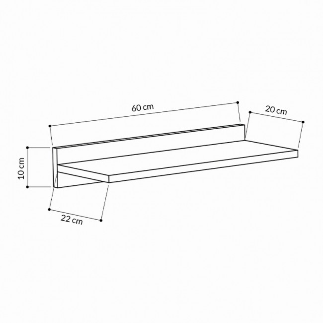 Ραφιέρα τοίχου Simple Megapap μελαμίνης χρώμα ανθρακί 60x24x10εκ.