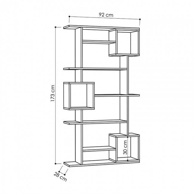 Βιβλιοθήκη μελαμίνης Soto Megapap χρώμα λευκό 92x25x173εκ.