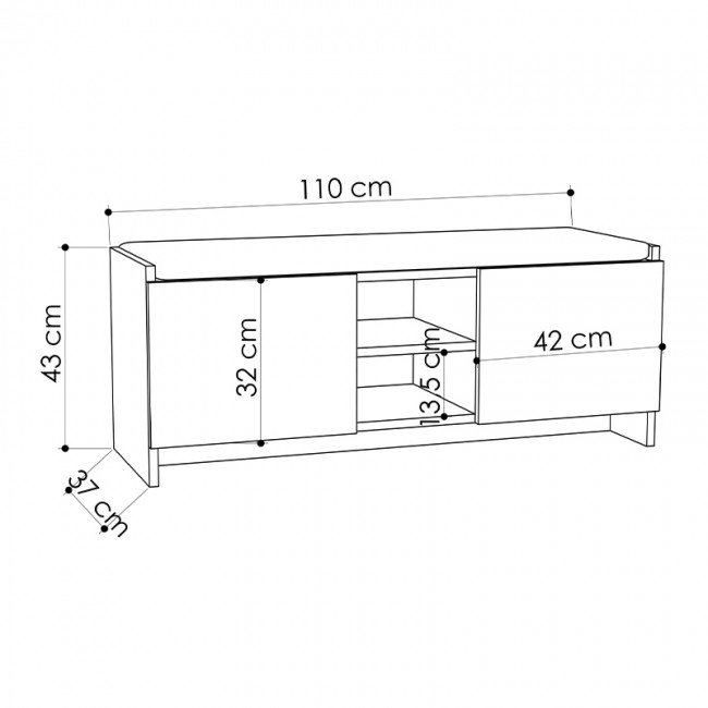 Παπουτσοθήκη Zulla Megapap χρώμα φυσικό οξιάς 110x37x43εκ.