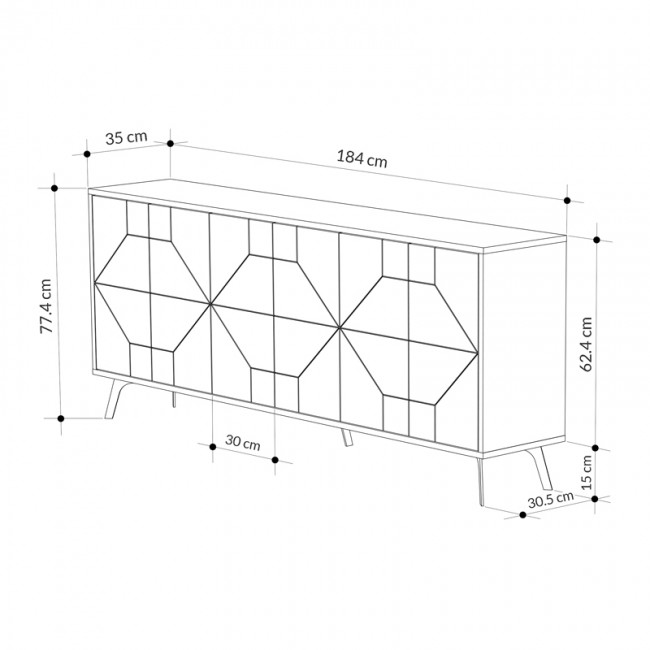 Μπουφές μελαμίνης Dune Megapap χρώμα ανθρακί 184x35x77,4εκ.