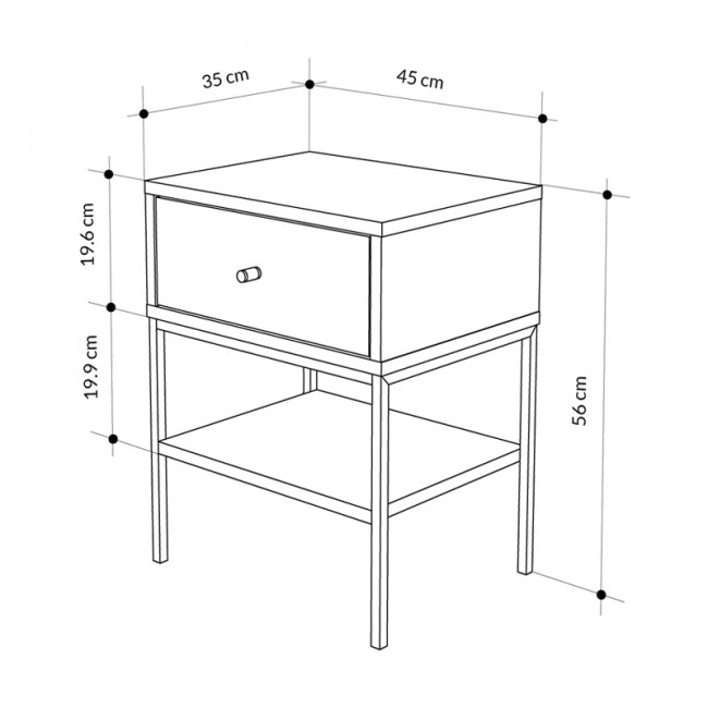 Κομοδίνο Lisa Megapap χρώμα saphhire oak 45x35x56εκ.