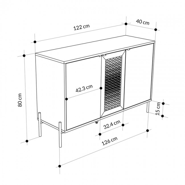 Μπουφές Naive Megapap χρώμα sapphire oak 126x40x80εκ.