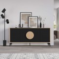 Μπουφές Gora Megapap χρώμα sapphire oak - silky black 180x40x82εκ.