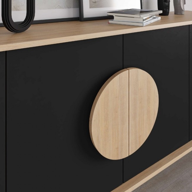 Μπουφές Gora Megapap χρώμα sapphire oak - silky black 180x40x82εκ.