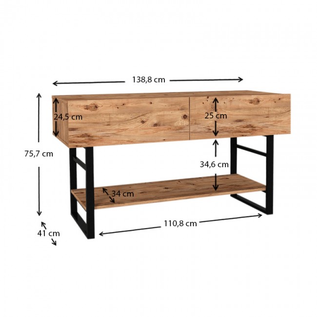 Κονσόλα μελαμίνης Aron Megapap χρώμα atlantic pine 138,8x41x75,7εκ.