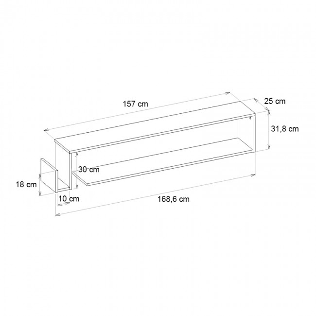 Έπιπλο τηλεόρασης επιτοίχιο Regnar Megapap χρώμα rebab 168,6x25x31,8εκ.