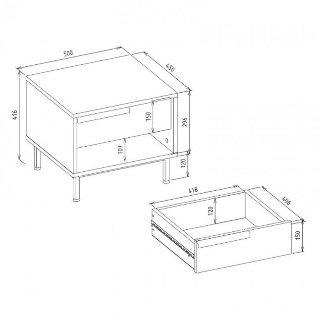 Κομοδίνο Suzy Megapap χρώμα λευκό 50x45x41,6εκ.