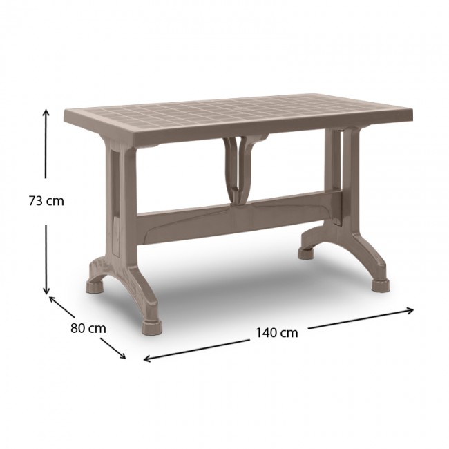 Τραπέζι πολυπροπυλενίου Callan Megapap χρώμα cappuccino 140x80x73εκ.