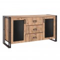 Μπουφές Atlas Megapap από μελαμίνη χρώμα atlantic pine - μαύρο 160x45x80εκ.