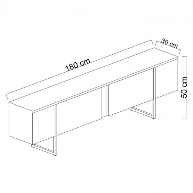 Έπιπλο τηλεόρασης Luxe Megapap χρώμα travertine - χρυσό 180x30x50εκ.