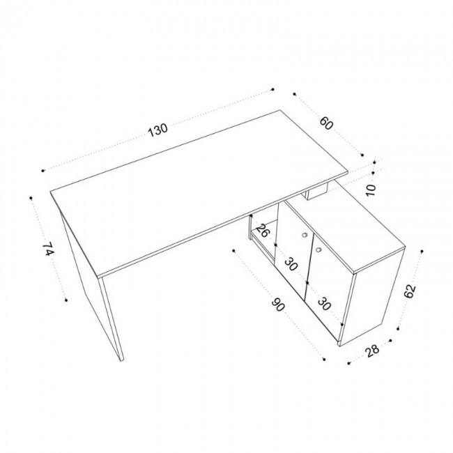 Γραφείο εργασίας Basak Megapap γωνιακό χρώμα λευκό 130x60x74εκ.