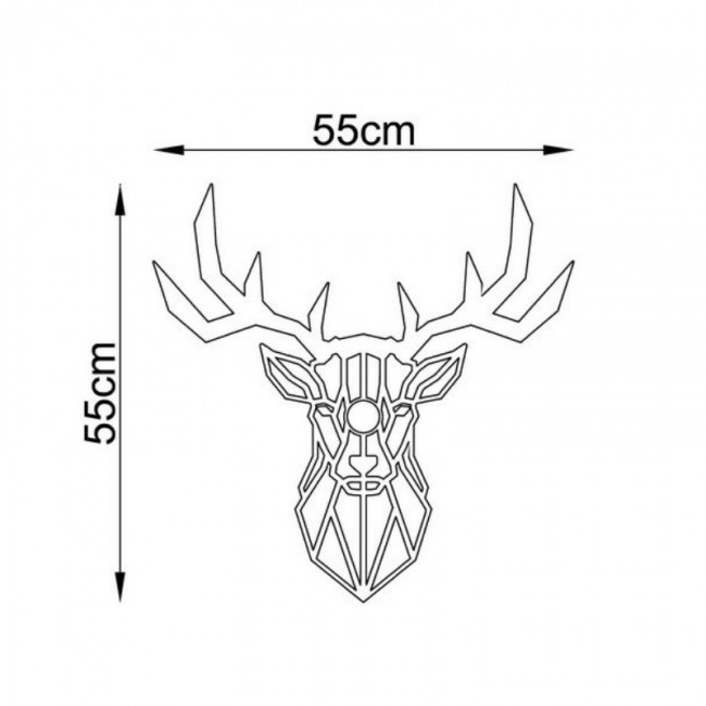 Απλίκα τοίχου Deer Megapap E27 μεταλλική χρώμα μαύρο 55x12x55εκ.