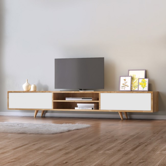 Έπιπλο τηλεόρασης Serine Megapap χρώμα sapphire oak - λευκό 170x37x45εκ.