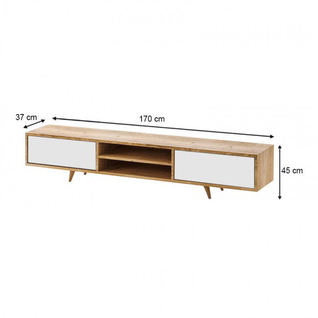 Έπιπλο τηλεόρασης Serine Megapap χρώμα sapphire oak - λευκό 170x37x45εκ.