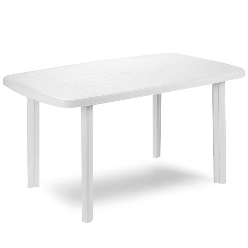 Faro garden table by polypropylene in white color 137x85x72cm.