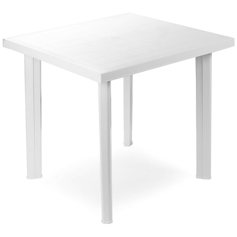 Fiocco garden table by polypropylene in white color 80x75x72cm.