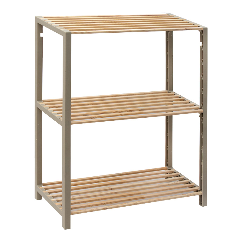 Side table - Floor shelf wooden - plastic color natural - beige 65x29x78cm.