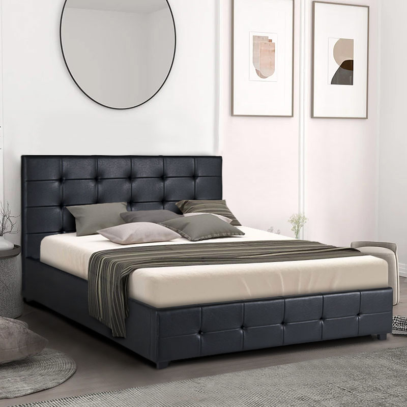 Iro Megapap PU leather bed with storage space in black color 160x200cm.