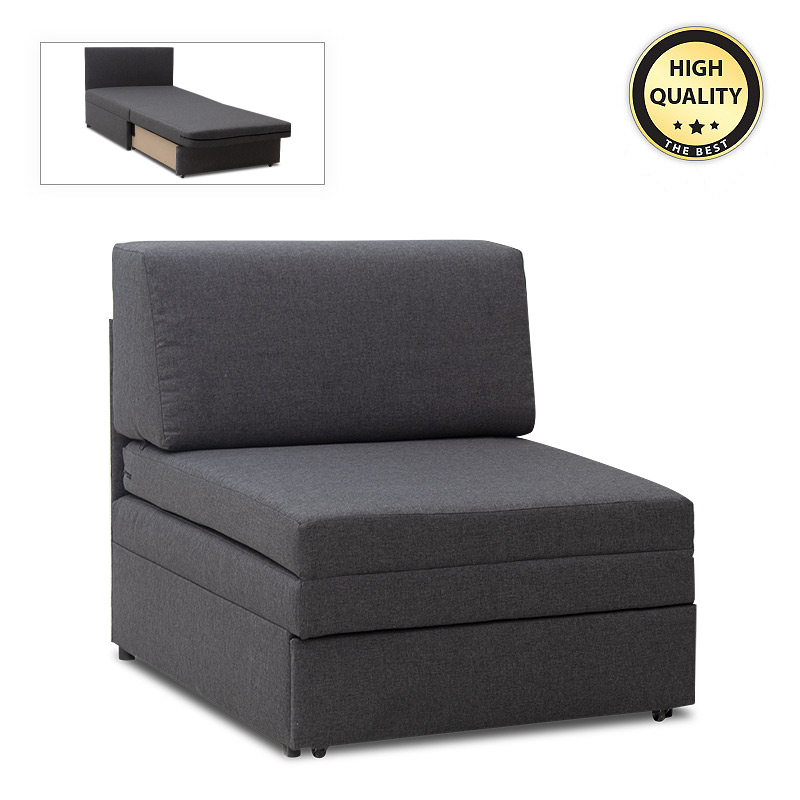 Heaton Megapap fabric armchair - bed in grey color 85x97x88cm.