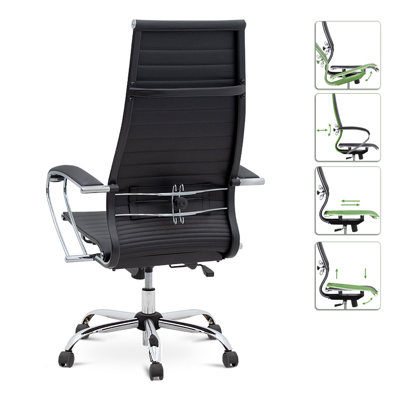 Francy Megapap ergonomic office chair by Pu in black color 66,5x70x118/130cm.