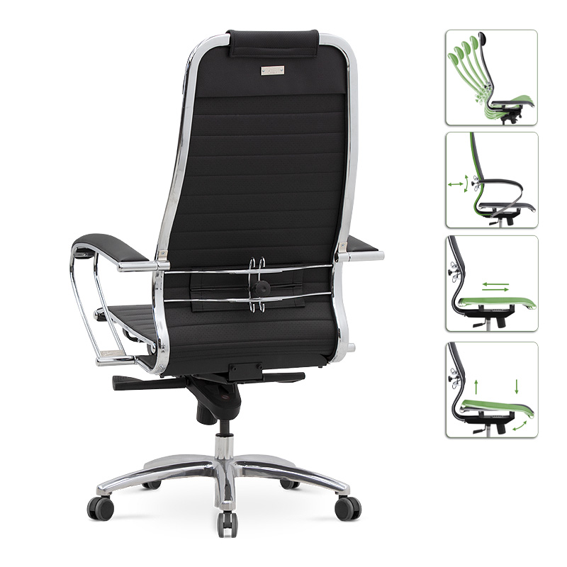 Samurai-3 Megapap ergonomic office chair by Pu in black color 70x70x124/134cm.