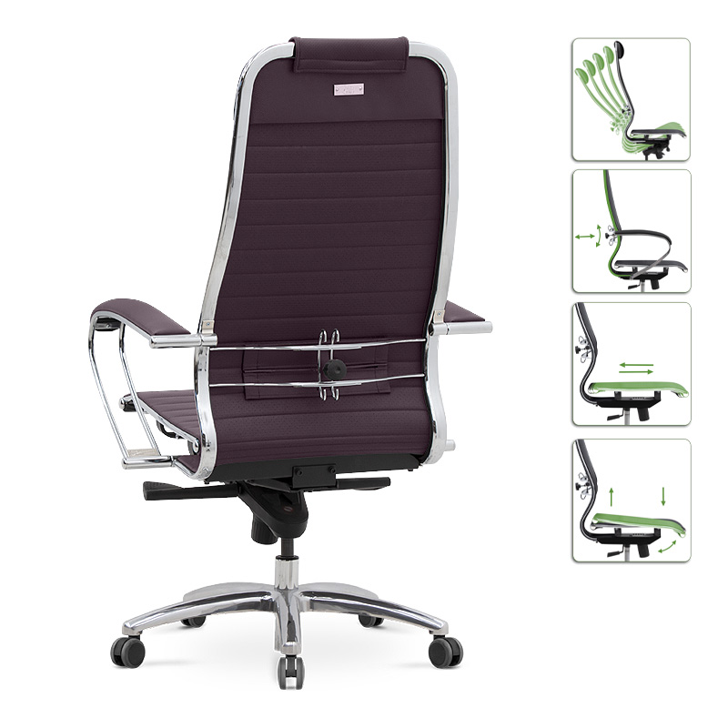 Samurai-3 Megapap ergonomic office chair by Pu in bordeaux color 70x70x124/134cm.