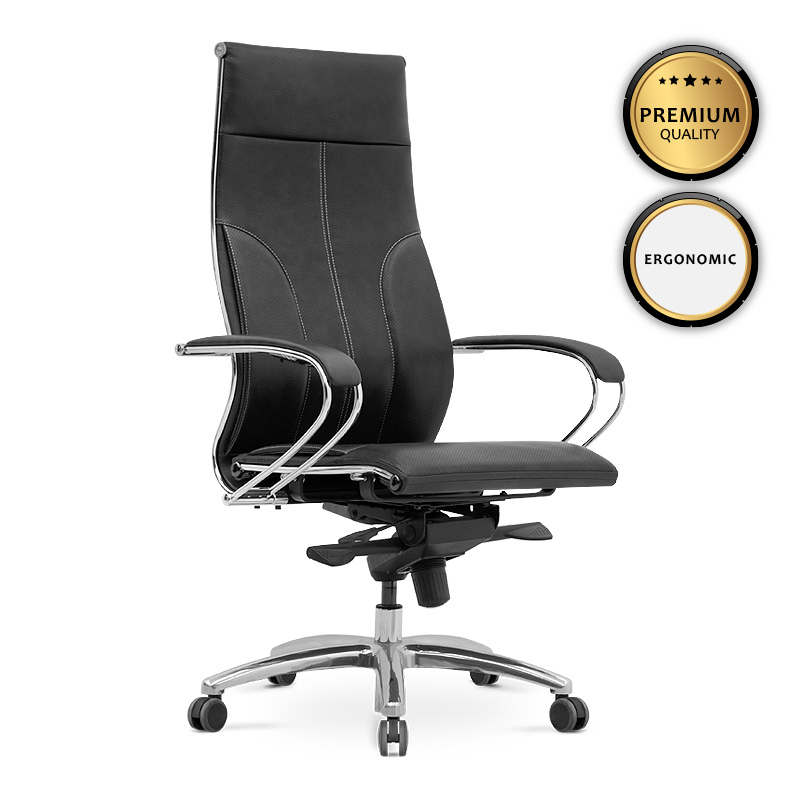 Samurai-6 Megapap ergonomic office chair by Pu in black color 70x70x124/134cm.