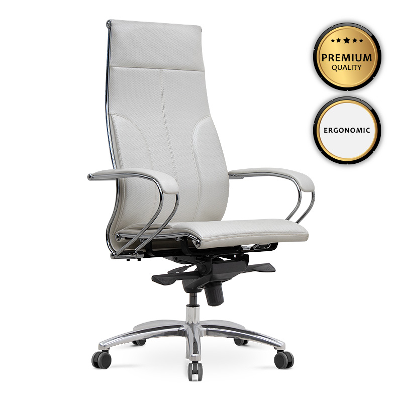 Samurai-6 Megapap ergonomic office chair by Pu in white color 70x70x124/134cm.