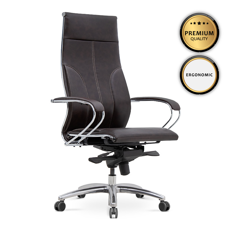 Samurai-6 Megapap ergonomic office chair by Pu in dark brown color 70x70x124/134cm.