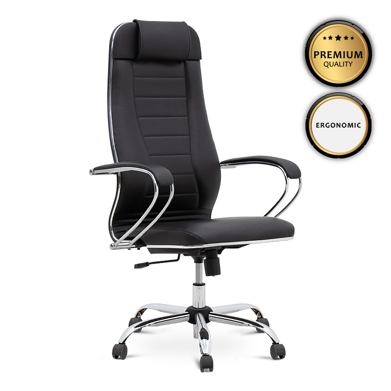 Cannon Megapap ergonomic office chair by Pu in black color 66x63x123/133cm.