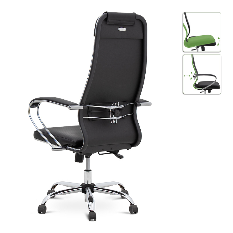 Cannon Megapap ergonomic office chair by Pu in black color 66x63x123/133cm.