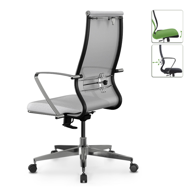 Office chair B2-163K Megapap ergonomic with Mesh fabric and PU leather color white 58x70x103/117cm.