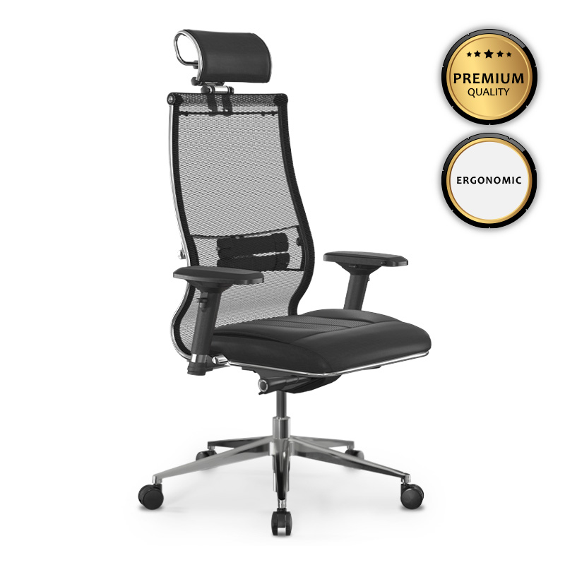 Samurai L2-6D Megapap ergonomic office chair with TS Mesh fabric and PU Leather color black 69x70x125/135cm.