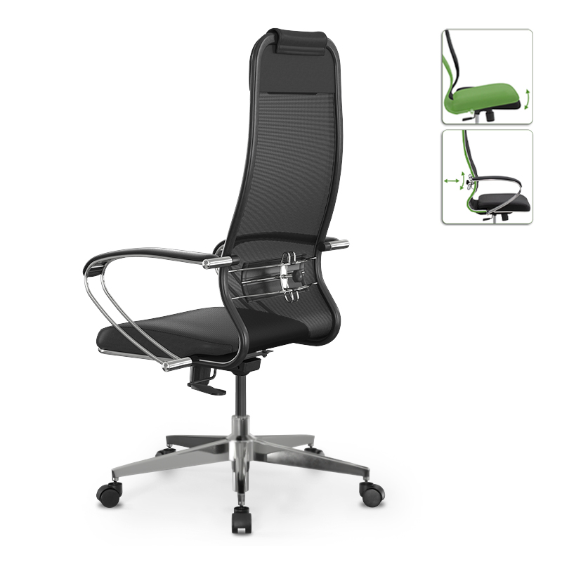 Office chair Sit-1031672 Megapap ergonomic with double Mesh fabric and synthetic leather color black 66x70x118/131cm.