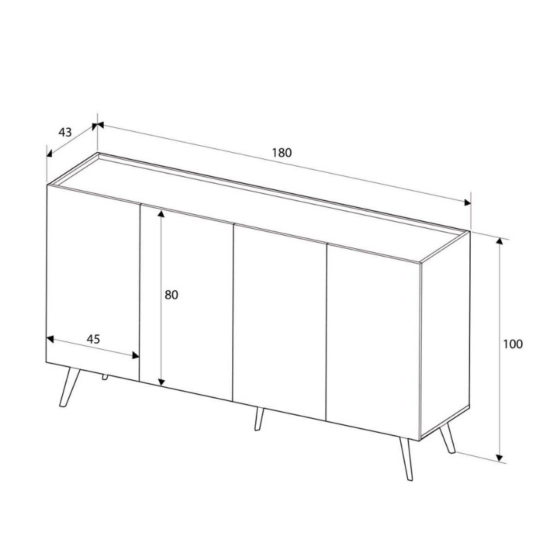 Μπουφές Luna Megapap χρώμα oak 180x43x100εκ.