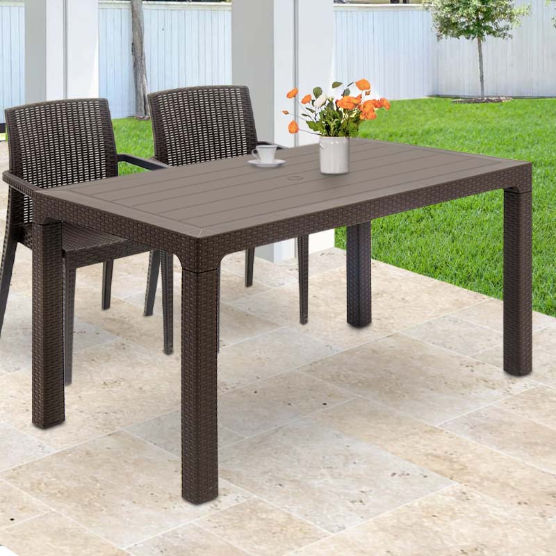 Adler Megapap polypropylene garden table in brown color 150x90x75cm.