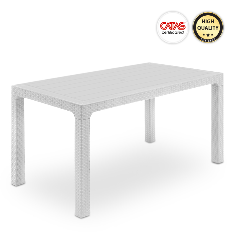 Arizona Megapap polypropylene garden table in white color 140x80x75cm.