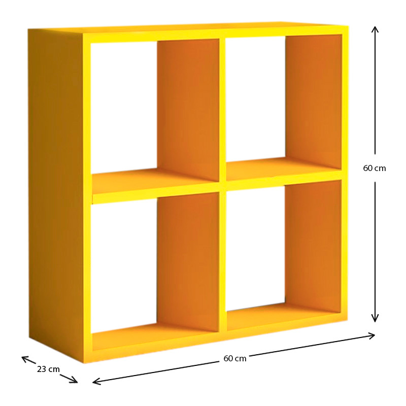 Βιβλιοθήκη Cube Megapap από μελαμίνη χρώμα κίτρινο 60x23x60εκ.