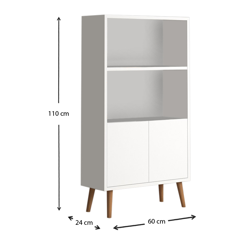 Βιβλιοθήκη μελαμίνης Cube Megapap χρώμα λευκό 60x24x110εκ.