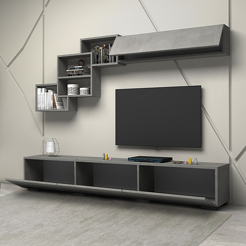 Free Megapap melamine TV unit in grey - beton grey color 210x35x38cm.